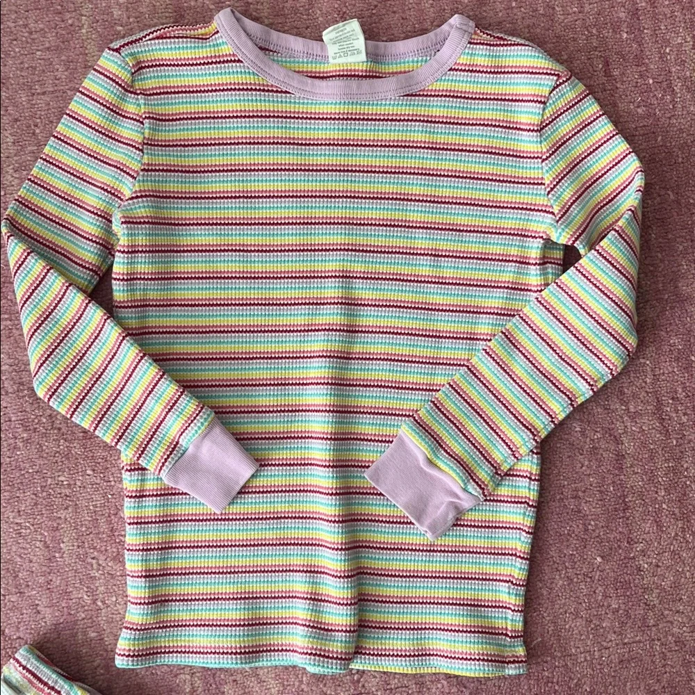 Gymboree Rainbow Colorful Striped Waffle Knit Pajama Set